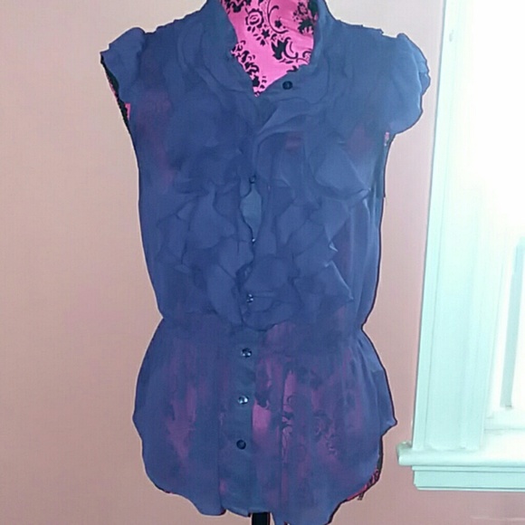 Miley Cyrus & Max Azria Tops - Miley Cyrus Sheer Purple Top